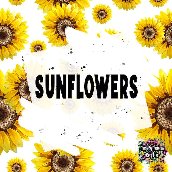 Sunflower Teal Glitter Sublimation Waterslide Digital 