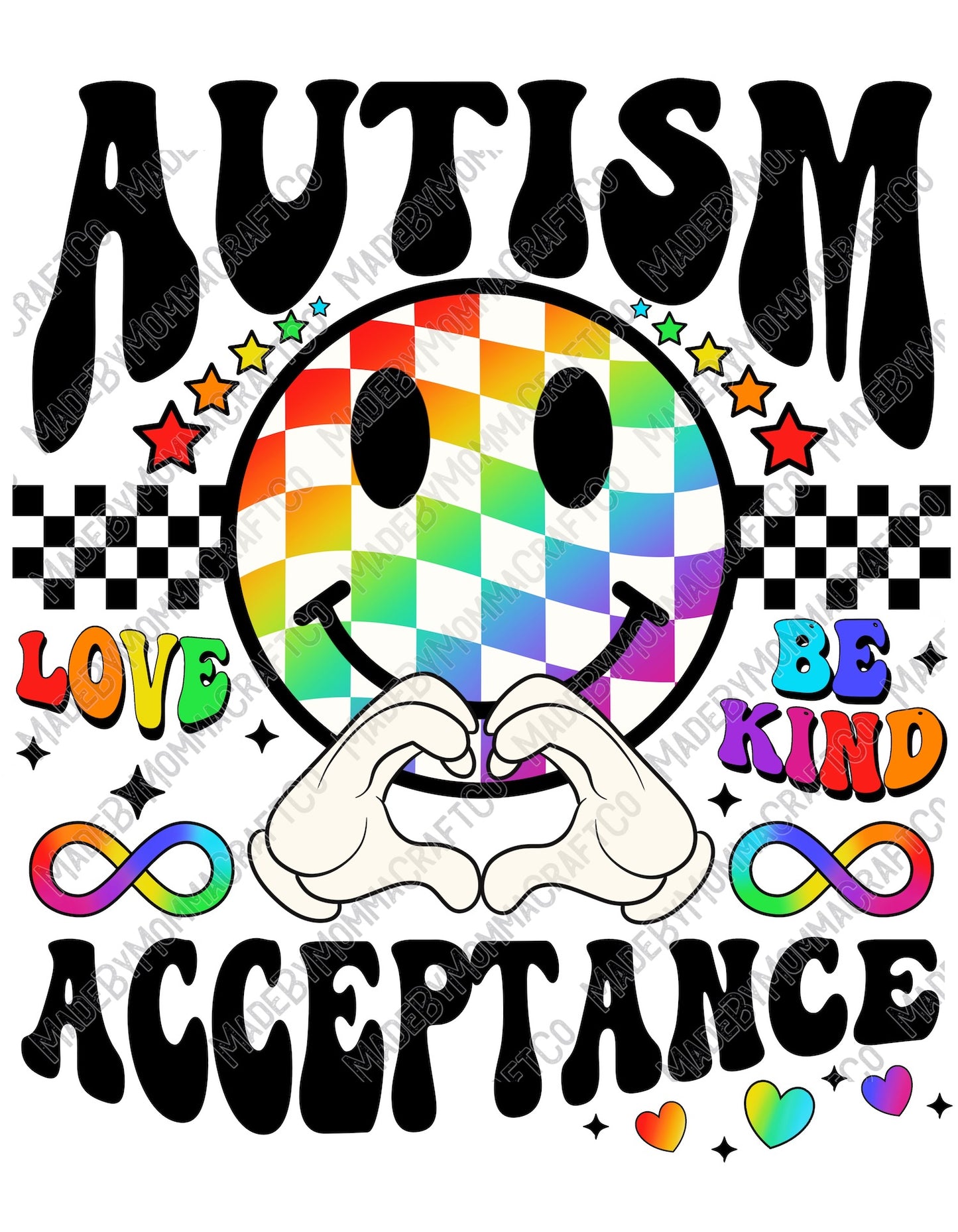 Autism Acceptance Retro Smiley Face - Cheat Clear Waterslide™ or White Cast Sticker