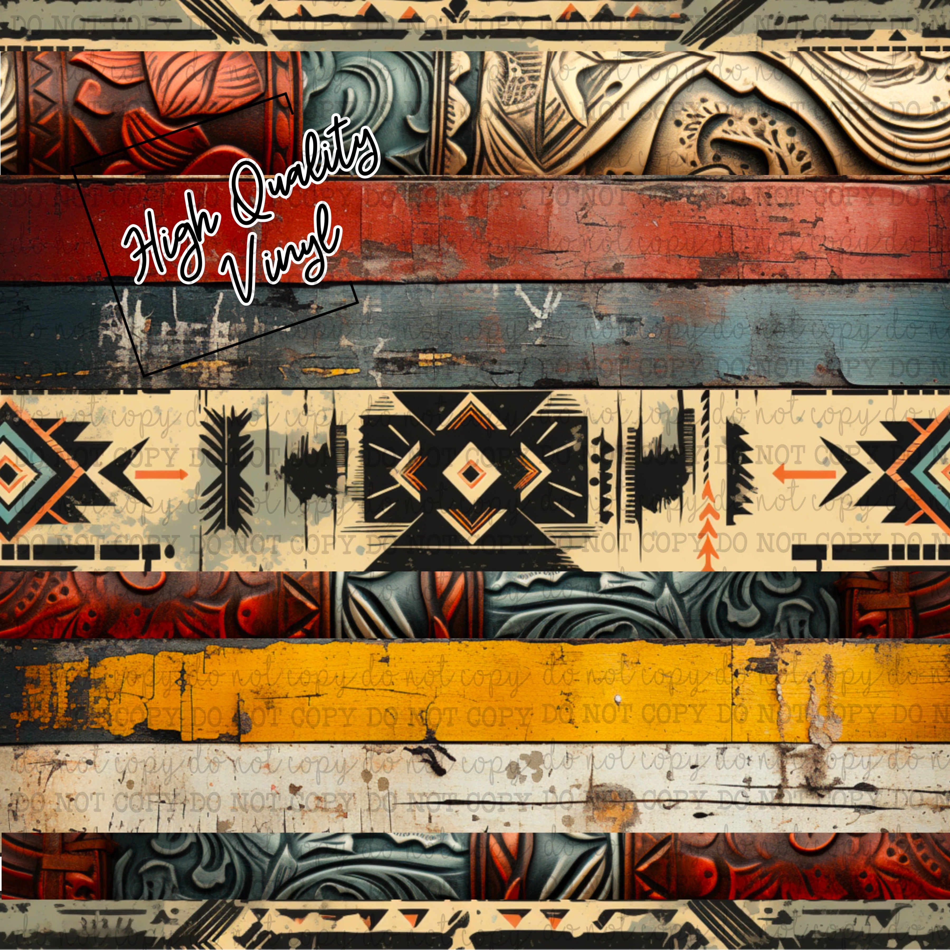 Aztec and Leather Mashup - Vinyl Or Waterslide Seamless Wrap
