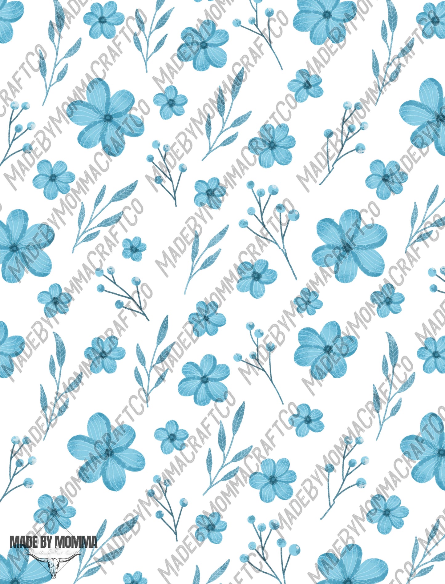 Baby Blue Flower Sheet - Cheat Clear Waterslide ™ or Sticker Themed Sheet Elements Sheet