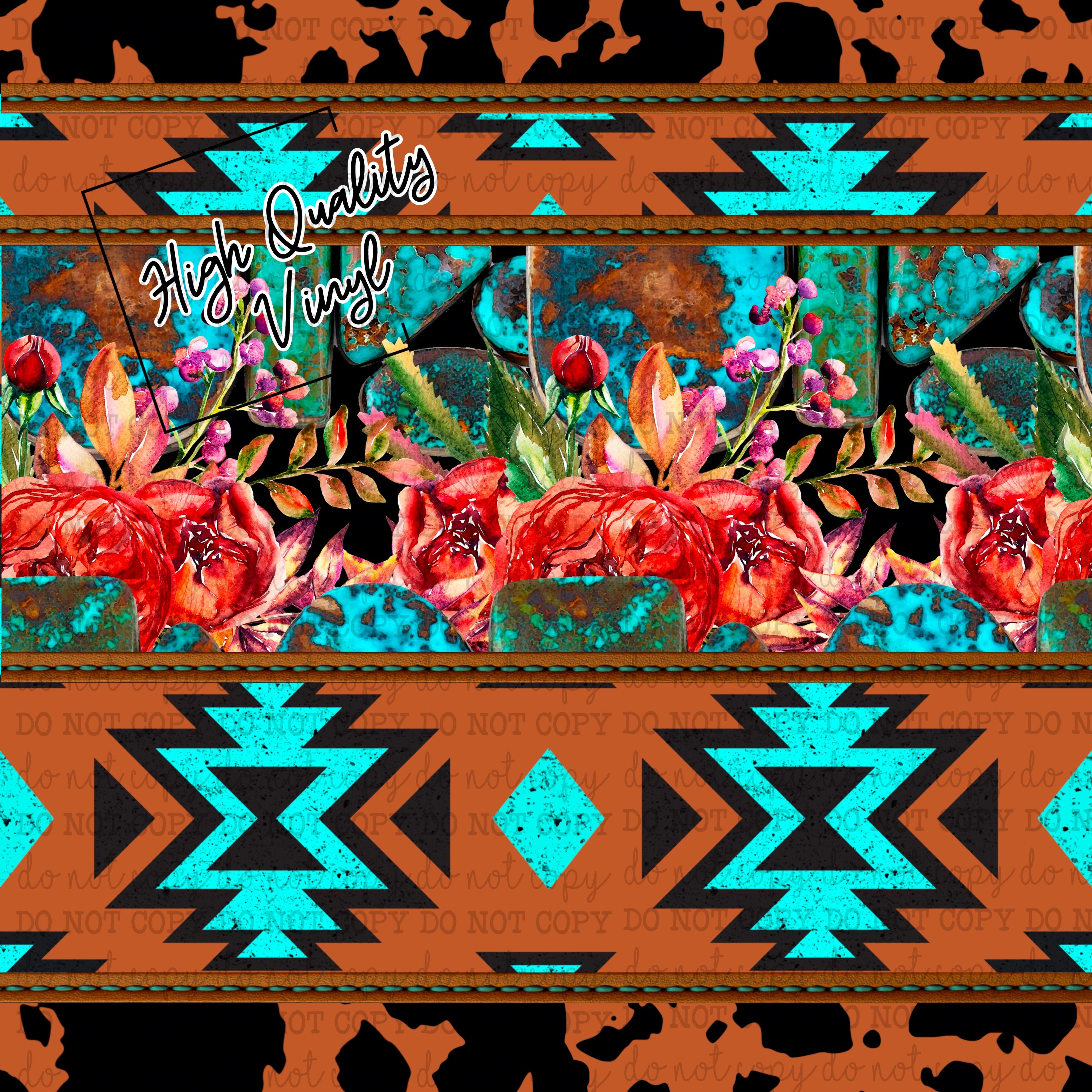 Cactus Turquoise Mashup - Vinyl Or Waterslide Seamless Wrap