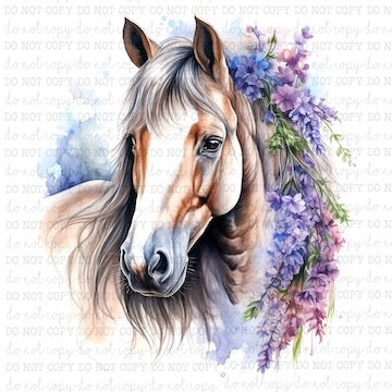 Floral Horse Portrait 3 - Western - Cheat Clear Waterslide™ or Cheat Clear Sticker Decal