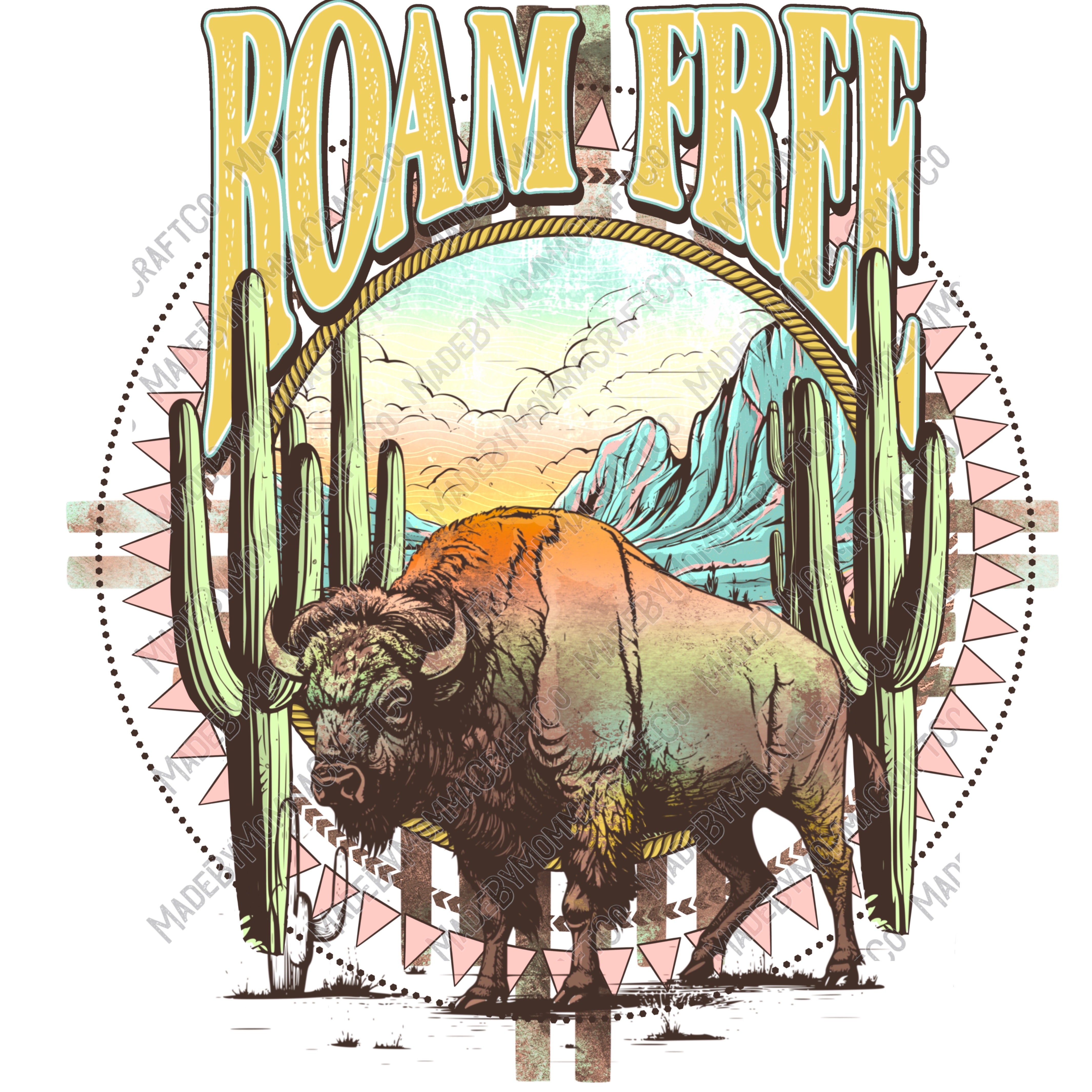 Desert Roam Free Buffalo - Country Western -Cheat Clear Waterslide™ or White Cast Sticker