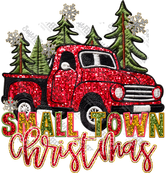 Small Town Christmas - Christmas / Faux Embroidery - Direct To Film Transfer / DTF - Heat Press Clothing Transfer