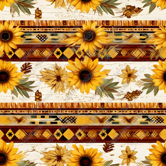 Western Sunflowers 5 - Vinyl Or Waterslide Seamless Wrap