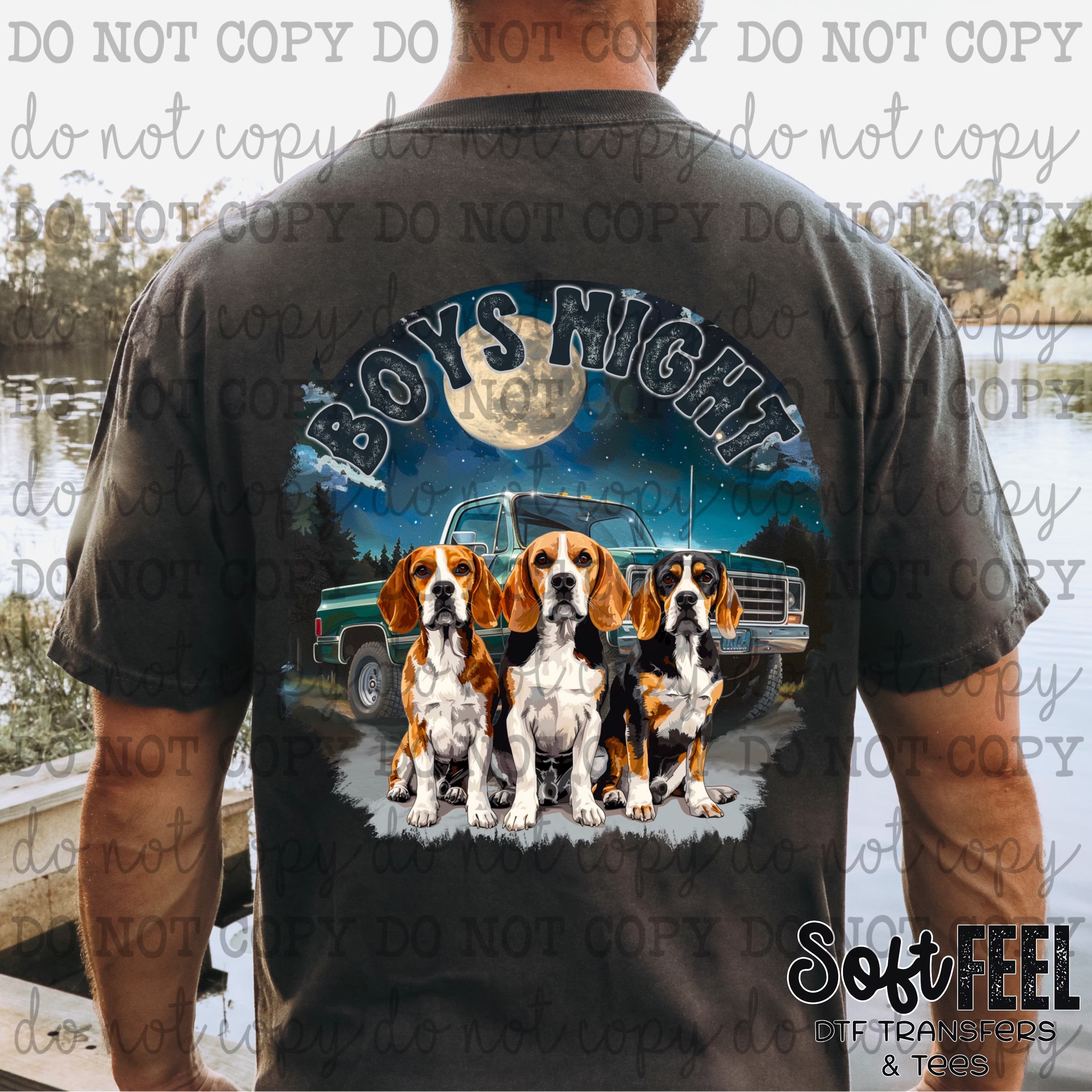 Boys Night Beagle Dogs Hunting Country Western - DTF Transfer - Direct To Film Ready To Press Transfer-Iron On Clothing Transfer