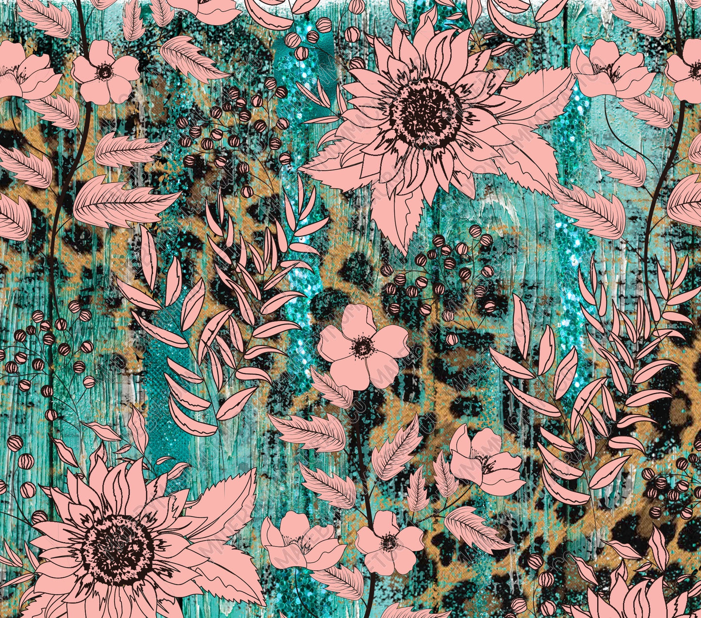 Pink Floral Leopard - Vinyl Or Waterslide Seamless Wrap