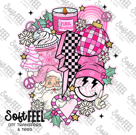 Retro Pink Christmas Collage - Christmas - Direct To Film Transfer / DTF - Heat Press Clothing Transfer