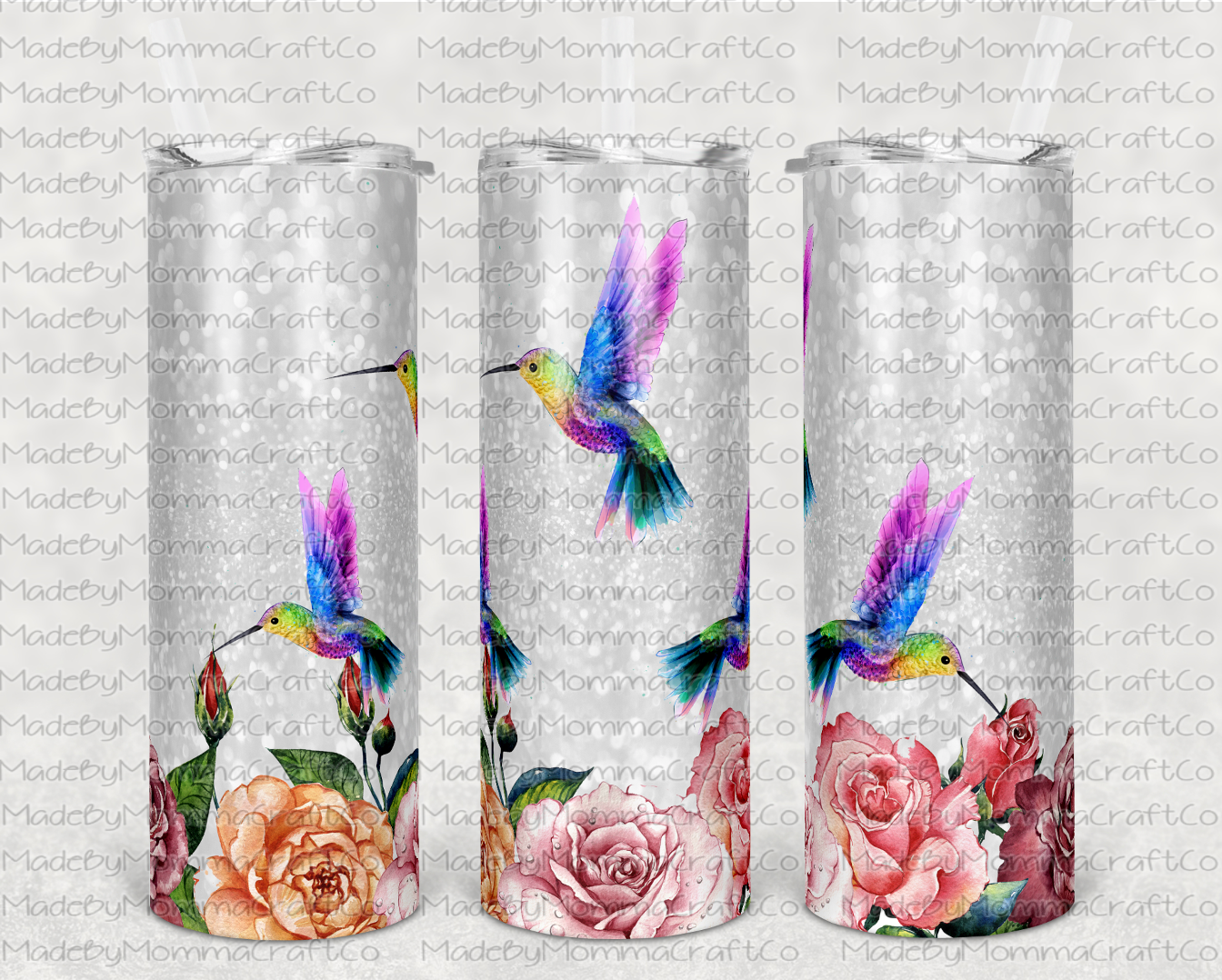 Flower Glitter Tumbler Sublimation