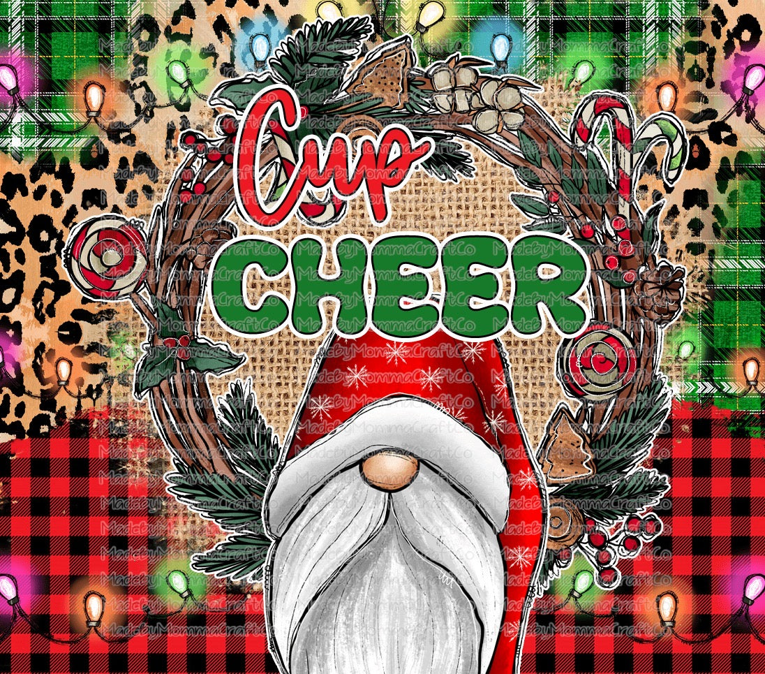 Cup of Cheer Gnome Christmas Tumbler Wrap - Sublimation Vinyl Or