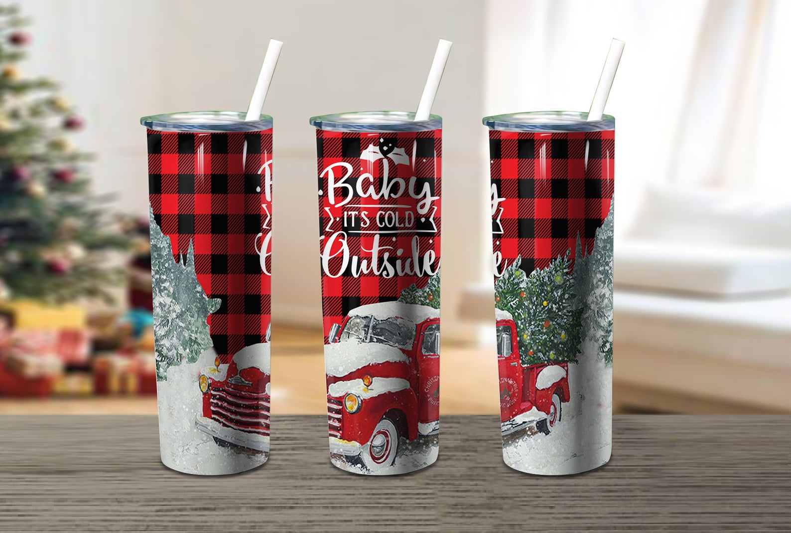 Baby It's Cold Outside Buffalo Plaid Tumbler