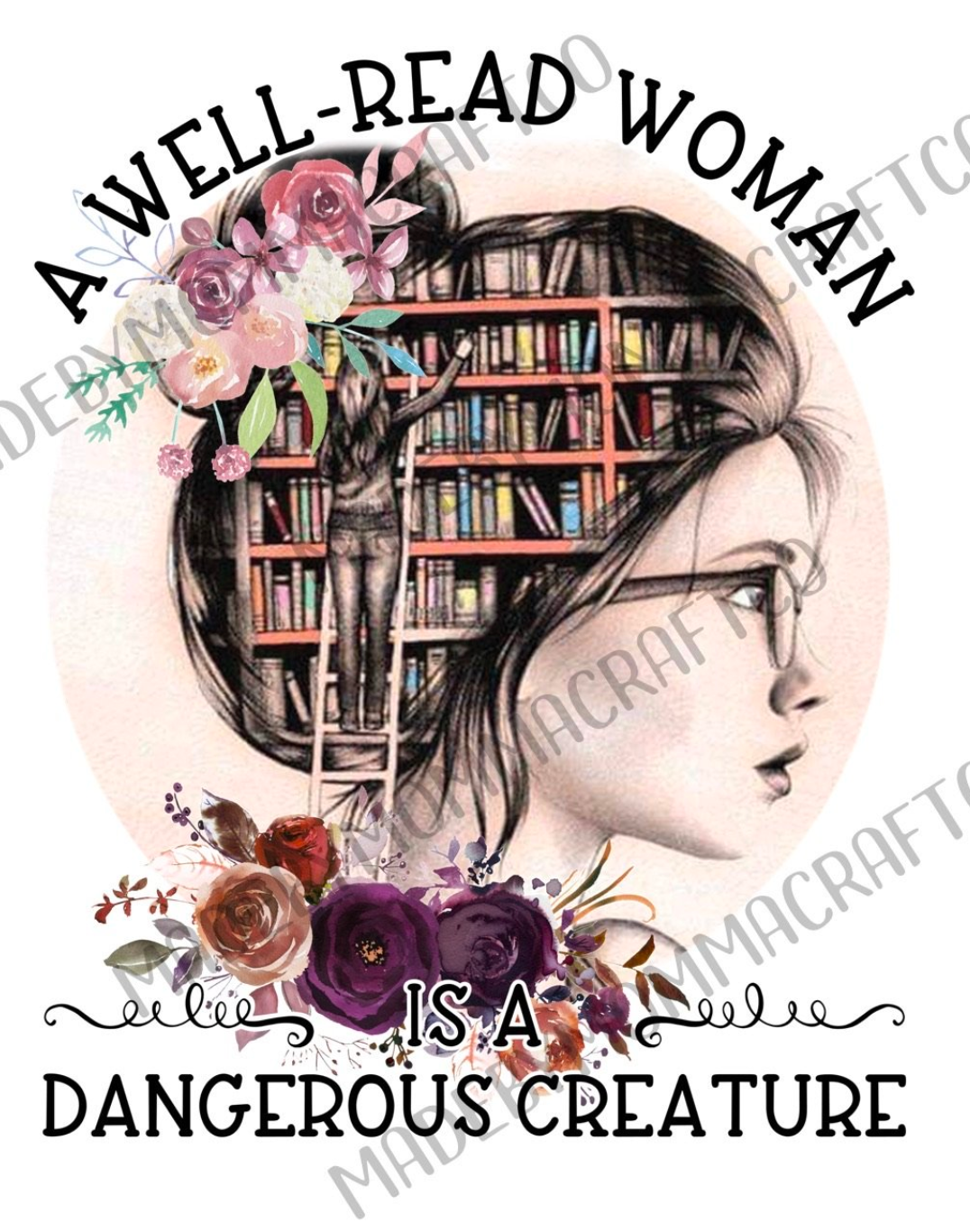 A well read woman Book Girl Cheat Clear Waterslide™ or White Cast Sticker