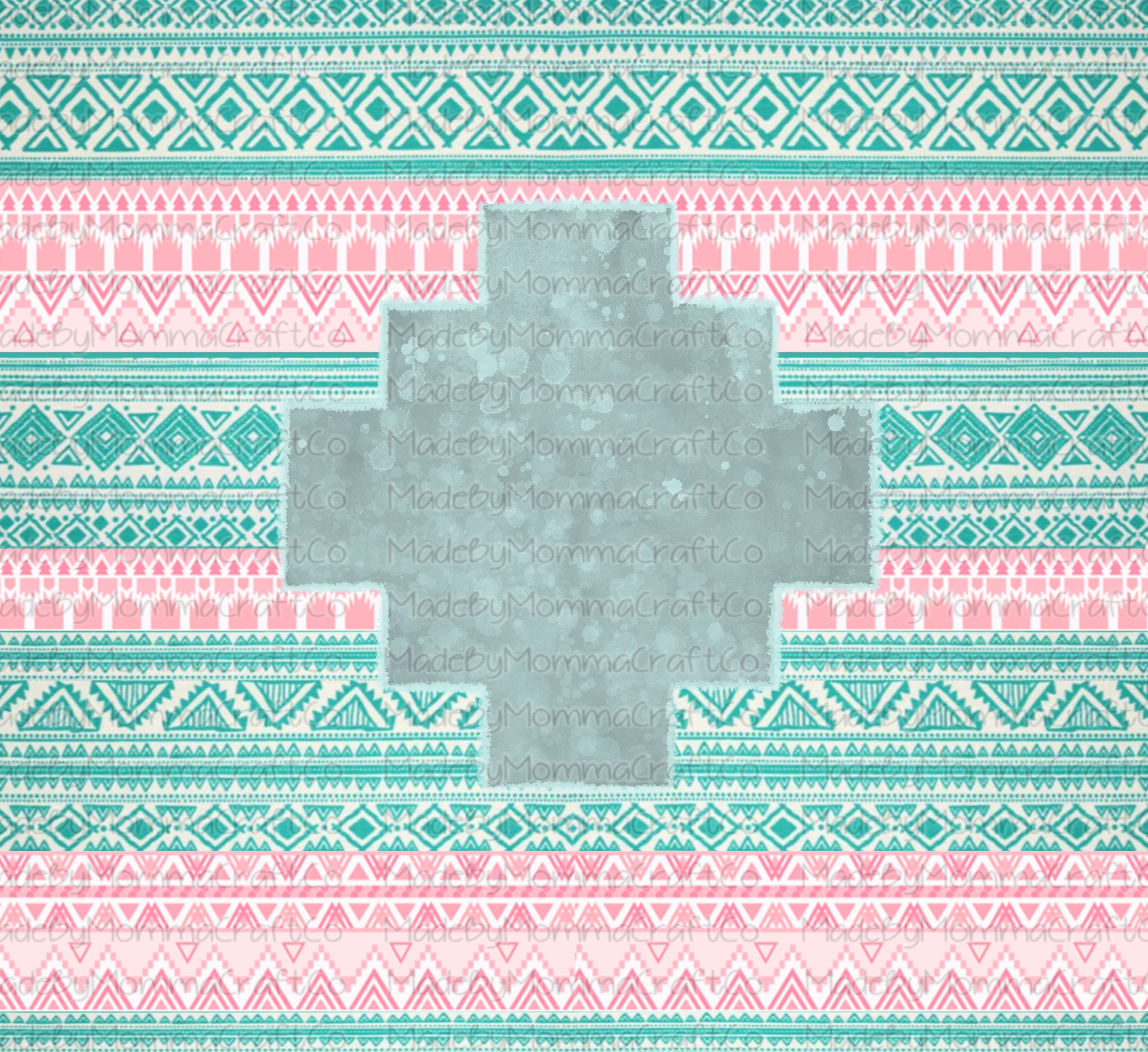 Western Aztec Pink and Teal Sublimation Tumbler Wrap - Or Clear Waterslide Wrap -Or Digital Download