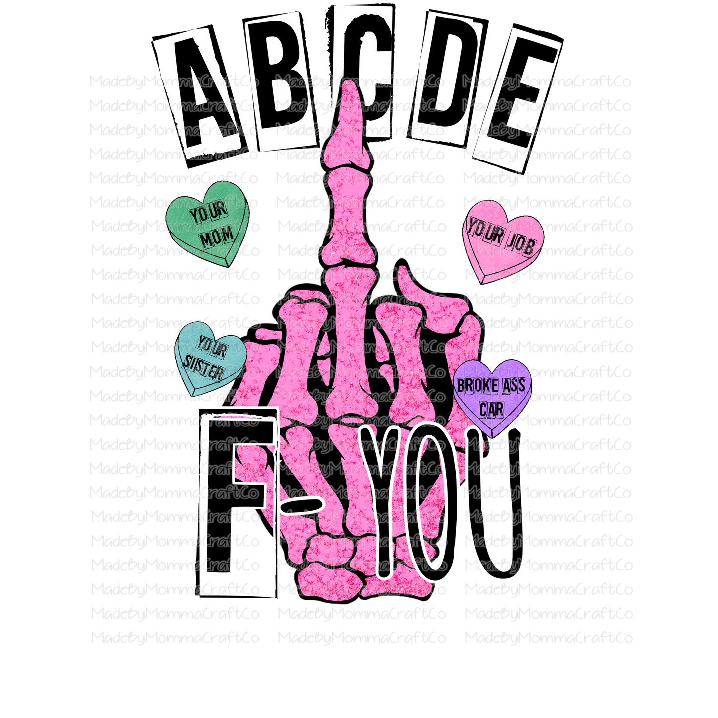 abcde FU Valentine Middle Finger - Cheat Clear Waterslide™ or White Cast Sticker