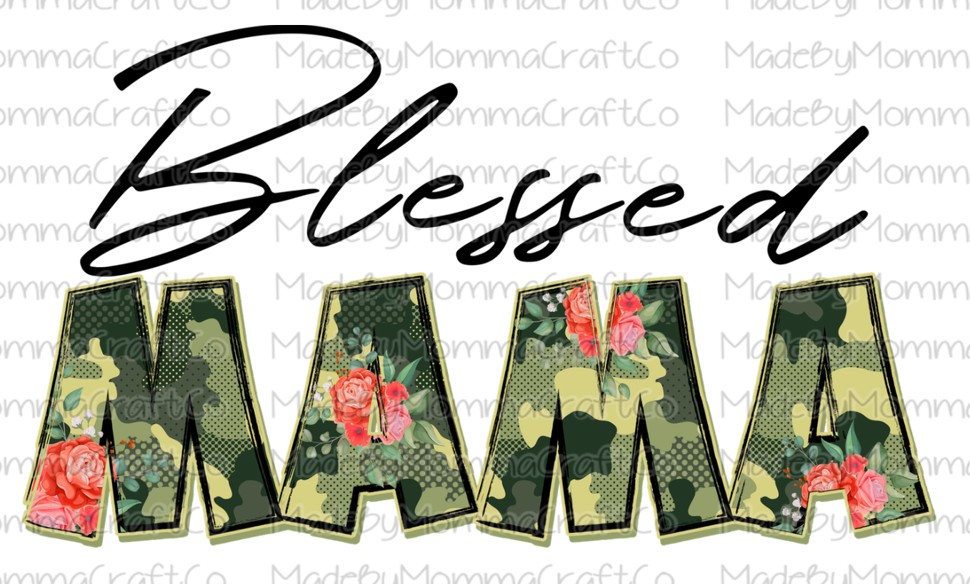 Blessed Mama Camo Floral Cheat Clear Waterslide™ or White Cast Sticker