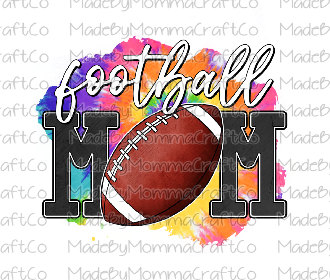 Football Mom Tie Dye Cheat Clear Waterslide™ or White Cast Sticker