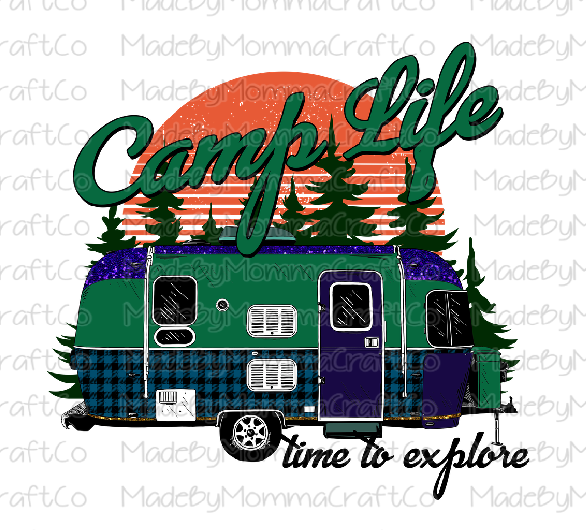 Camp Life Time To Explore Camper Sunset Cheat Clear Waterslide™ or White Cast Sticker