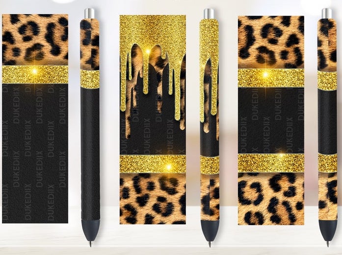 Leopard Drip Set Of 3 Printed Pen Wraps