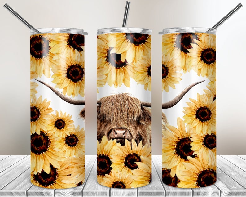 Cow Print & Sunflower Tumbler Wrap - Sublimation Transfer – Classy