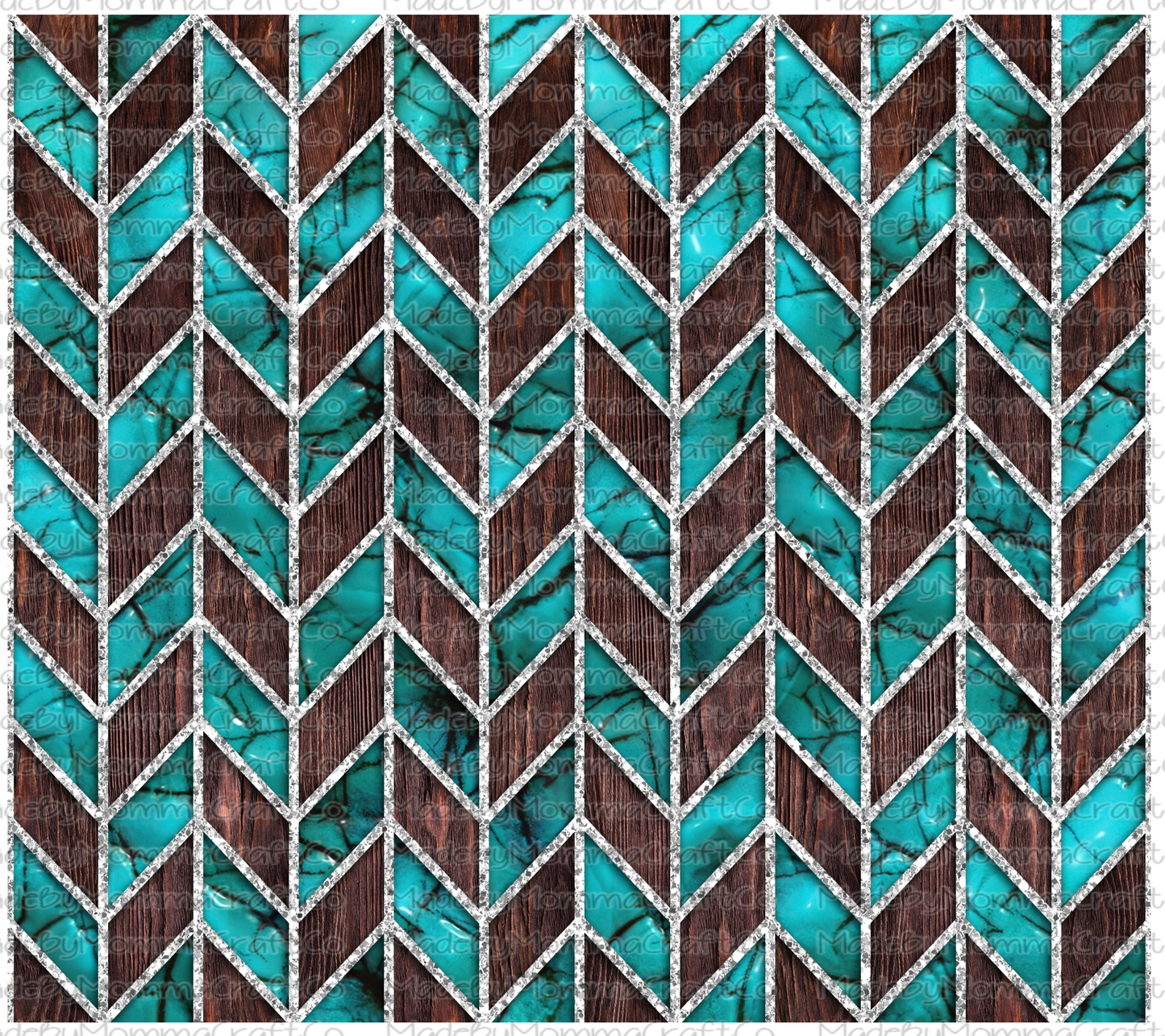 Turquois Wood Tangrum Sublimation Tumbler Wrap - Or Clear Waterslide Wrap