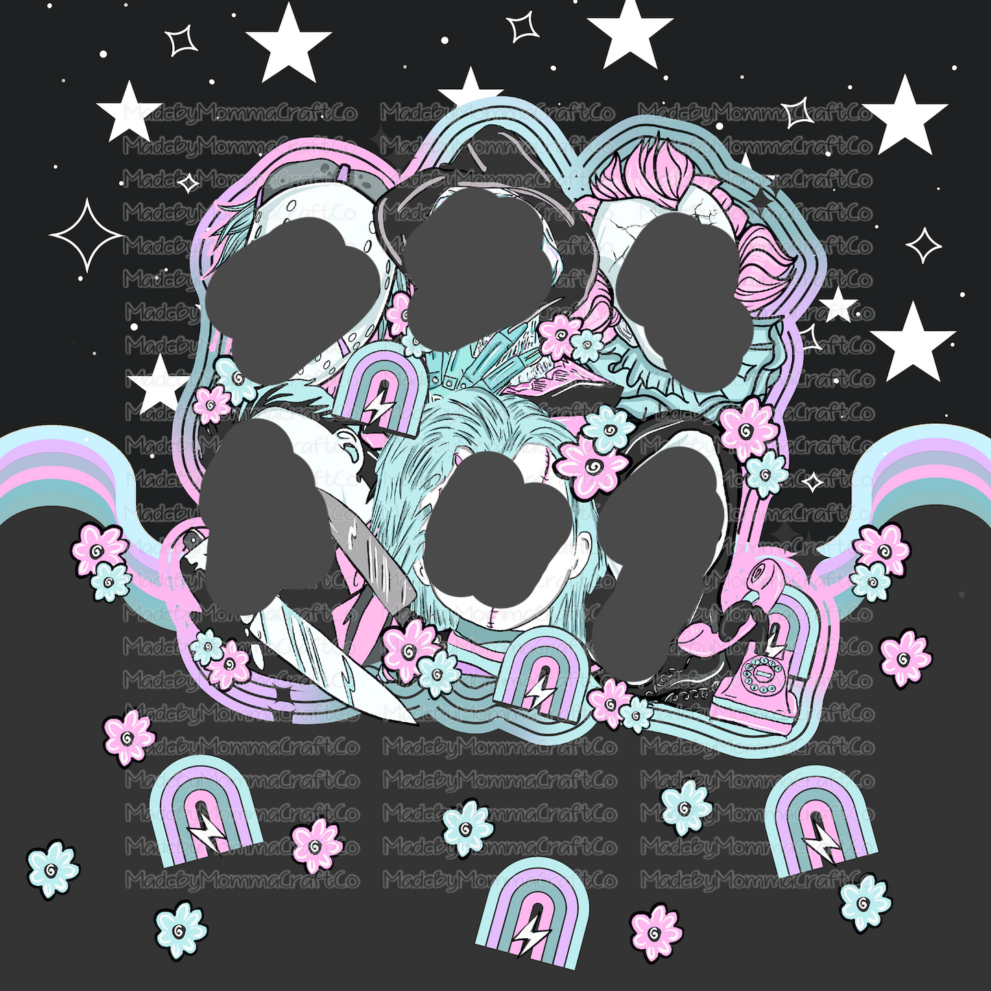 Killer Bunch Pastel Horror Sublimation Tumbler Wrap - Or Clear Waterslide Wrap
