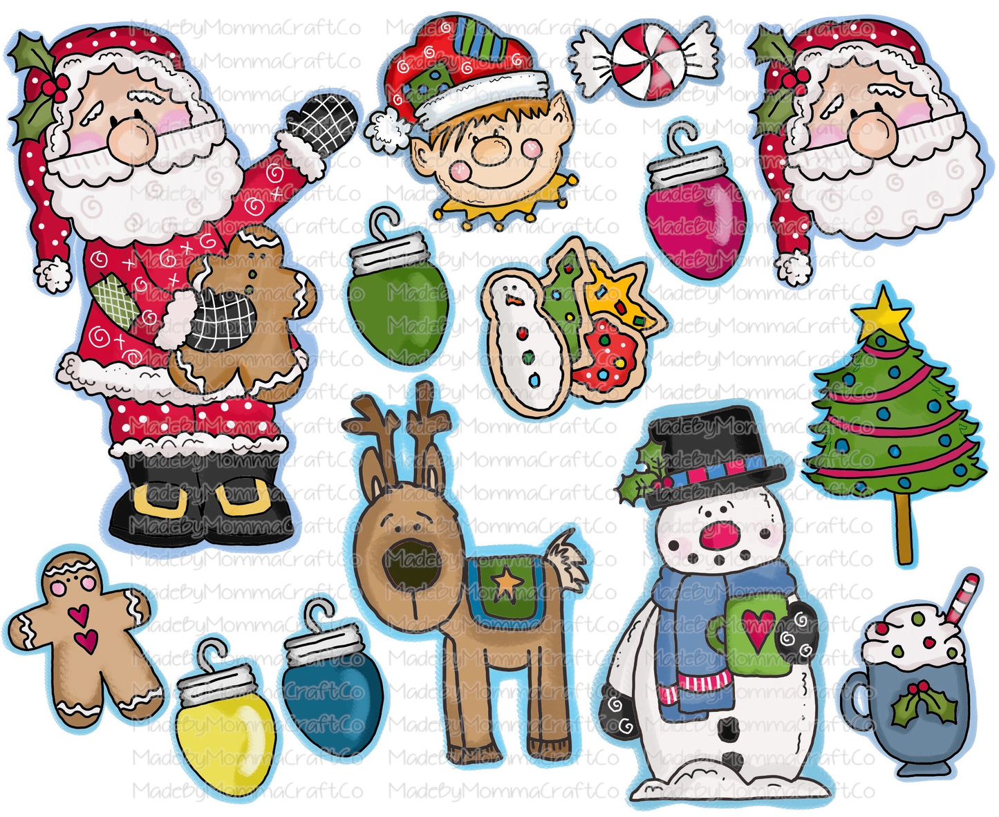 Sweet Christmas Cheat Clear Waterslide ™ or Sticker Themed Sheet Elements Sheet
