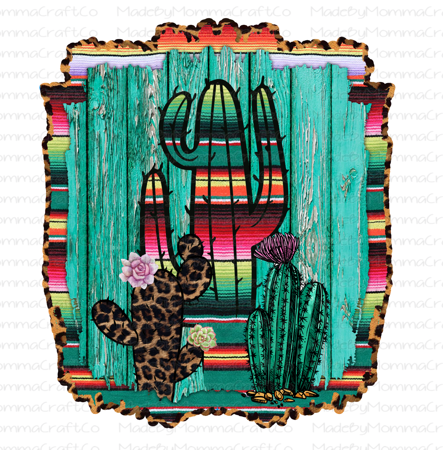Serape Cross Turquois Wood -Cheat Clear Waterslide™ or White Cast Sticker