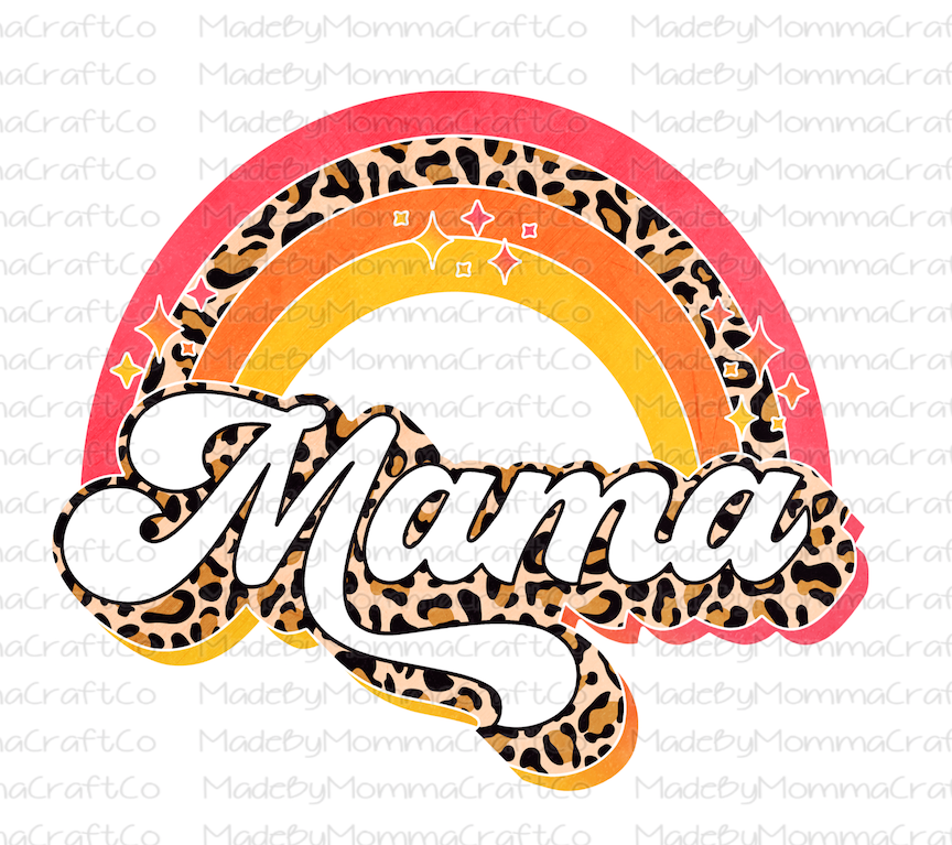 Retro Leopard MAMA Rainbow - Cheat Clear Waterslide™ or White Cast Sticker