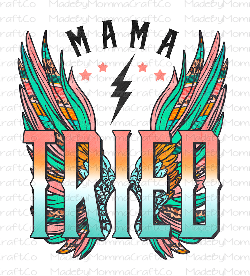 Retro MAMA Tried Wings - Cheat Clear Waterslide™ or White Cast Sticker