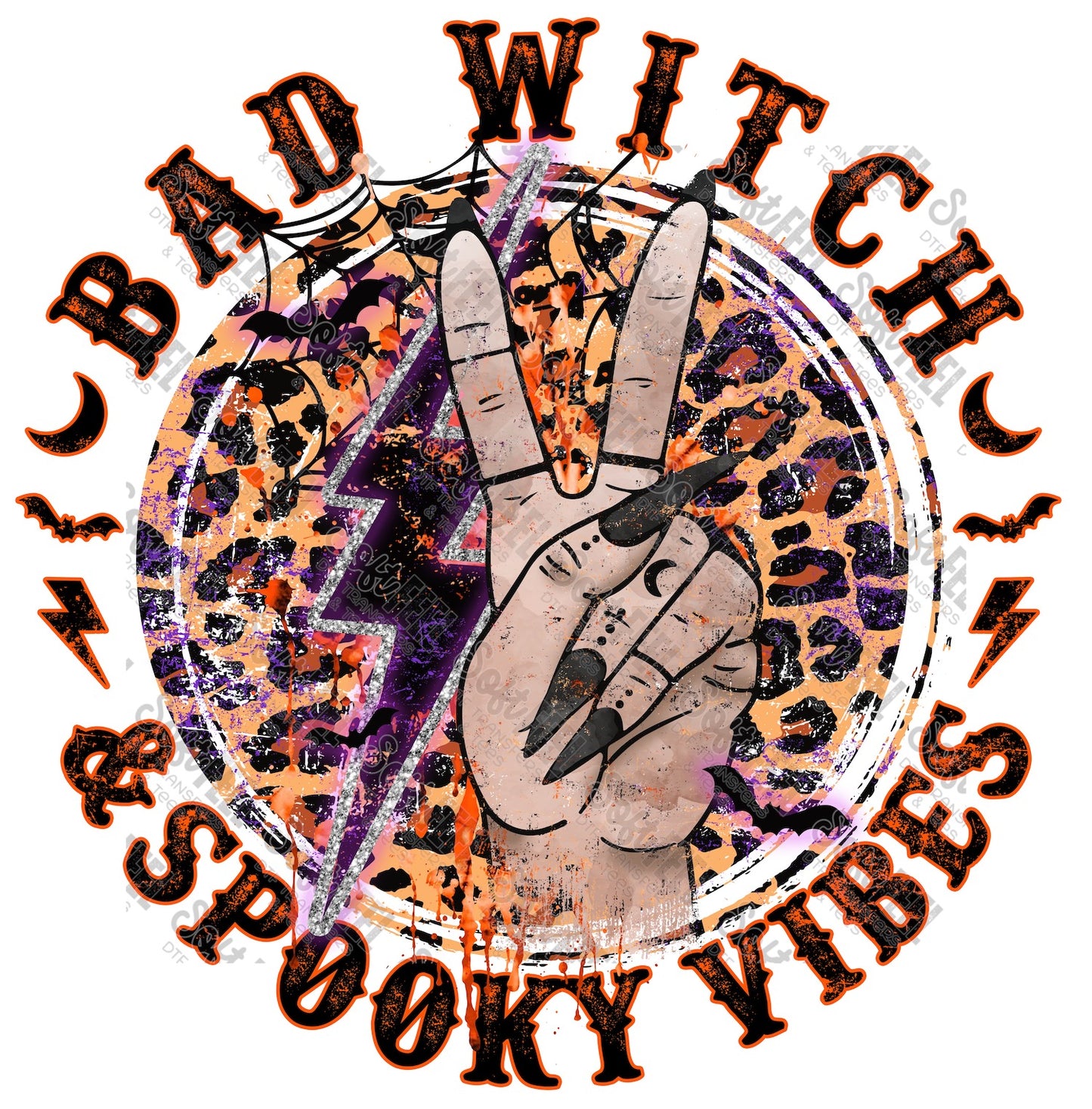 Bad Witch & Spooky Vibes - Halloween Horror / Women's - Direct To Film Transfer / DTF - Heat Press Clothing Transfer