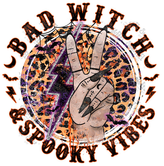 Bad Witch & Spooky Vibes - Halloween Horror / Women's - Direct To Film Transfer / DTF - Heat Press Clothing Transfer