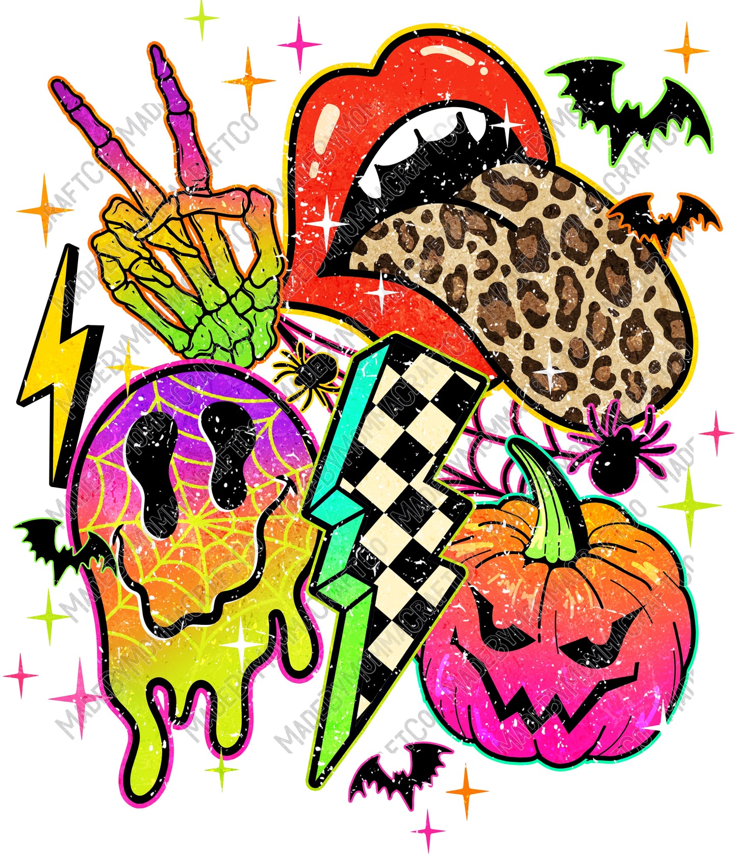 Retro Halloween Collage Lips -Cheat Clear Waterslide™ or White Cast Sticker