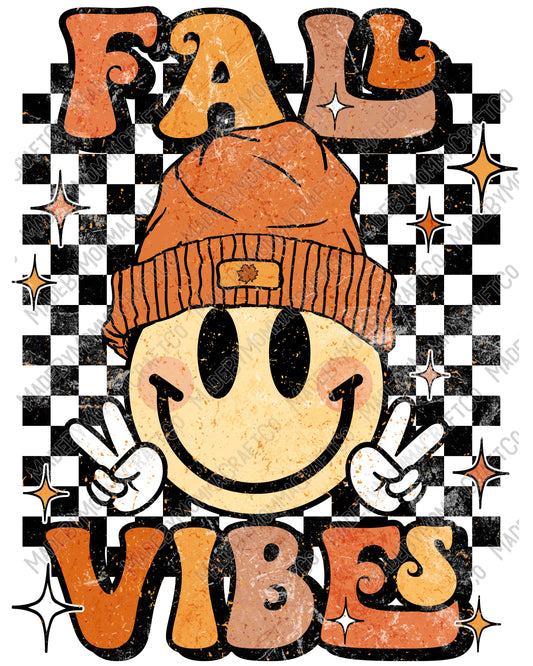 Fall Vibes Retro Smiley -Cheat Clear Waterslide™ or White Cast Sticker