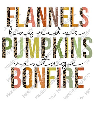 Flannels Hayrides Pumpkins Vintage Bonfires Fall -Cheat Clear Waterslide™ or White Cast Sticker