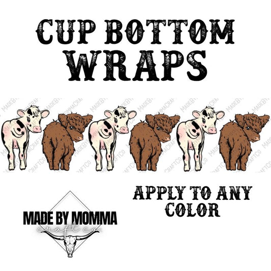 Cute Cows Look Back At It Cup Border Wrap || Cheat Clear Waterslide™ or Cheat Clear Sticker