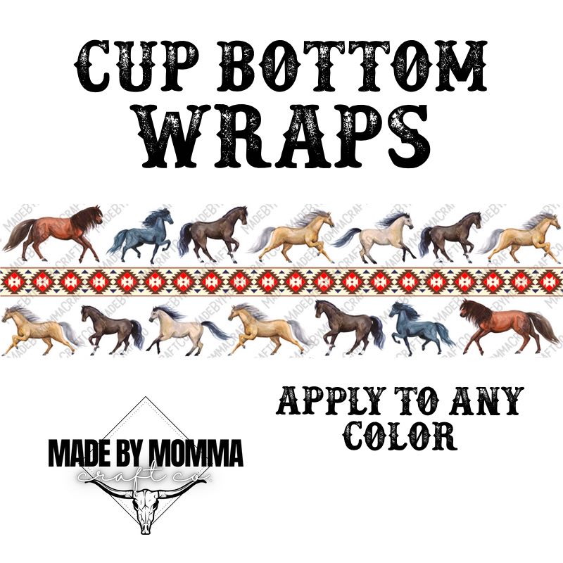 Horses and Aztec Cup Border Wrap || Cheat Clear Waterslide™ or Cheat Clear Sticker