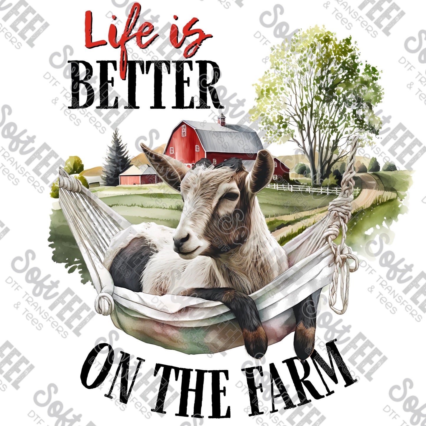 Life Is Better on the Farm Goat - Western - Direct To Film Transfer / DTF - Heat Press Clothing Transfer