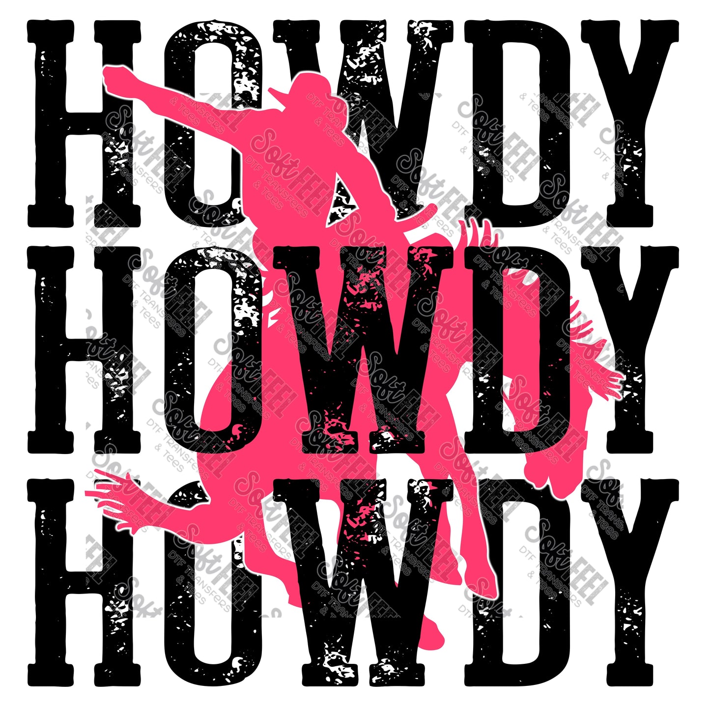 Howdy Pink Horse - Country Western - Direct To Film Transfer / DTF - Heat Press Clothing Transfer