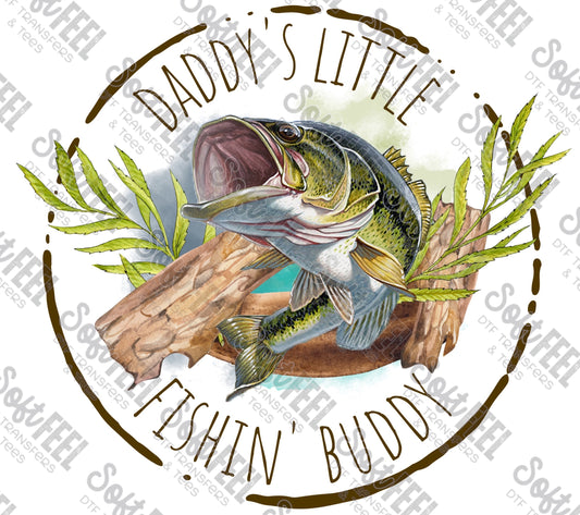 Daddy's Little Fishing Buddy - Youth / Fishing - Direct To Film Transfer / DTF - Heat Press Clothing Transfer