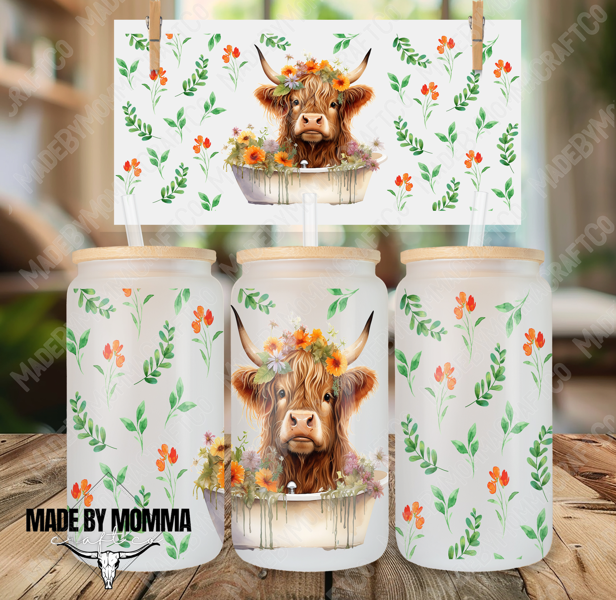 Cow Basket 16oz UV DTF or Sublimation Wrap