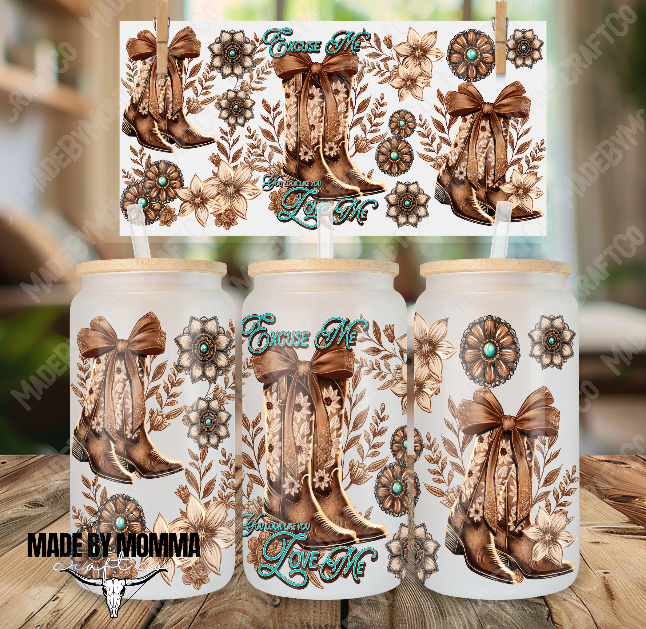 Excuse Me Western Boots 16oz UV DTF or Sublimation Wrap