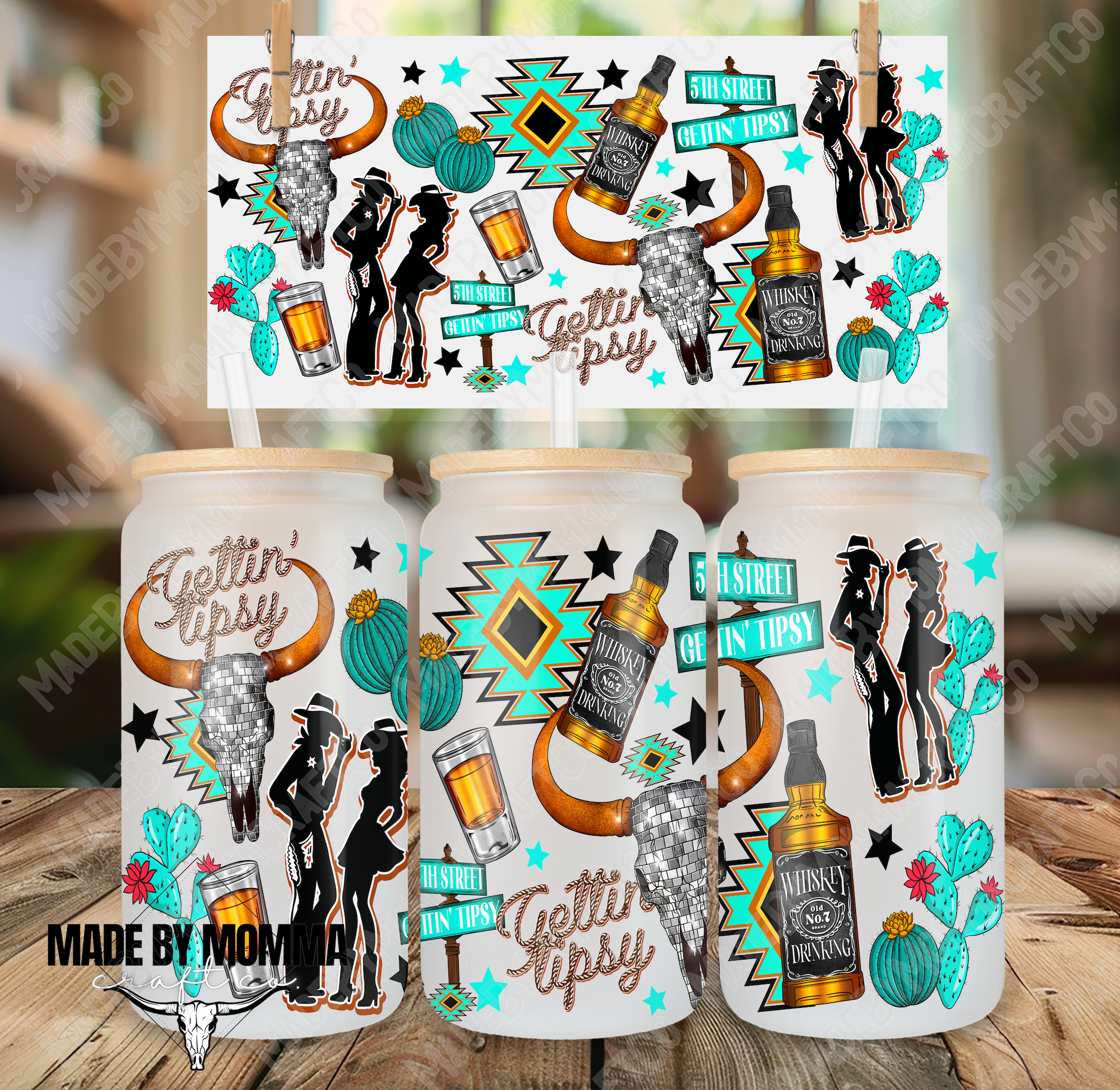 Tipsy Western 16oz UV DTF or Sublimation Wrap