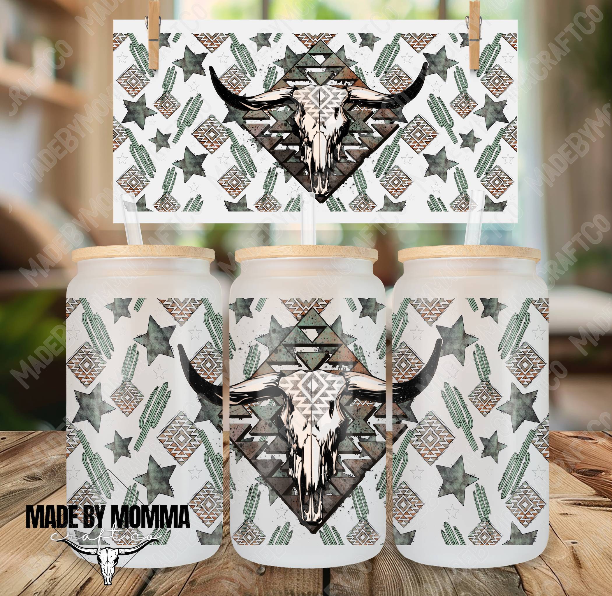 Country Western Skull 16oz UV DTF or Sublimation Wrap