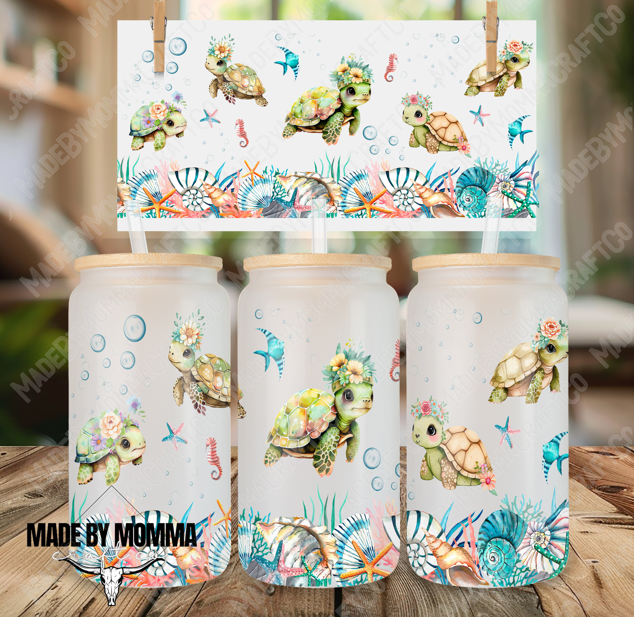 Sea Turtles 16oz UV DTF or Sublimation Wrap