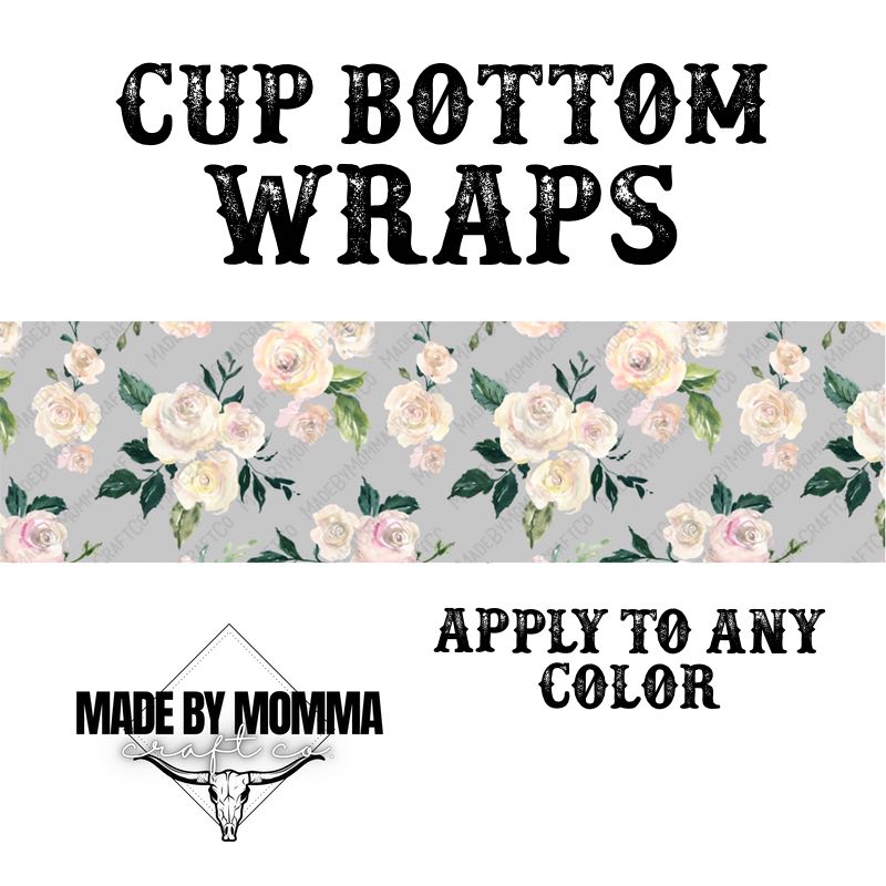 Medium White Florals Cup Border Wrap || Cheat Clear Waterslide™ or Cheat Clear Sticker