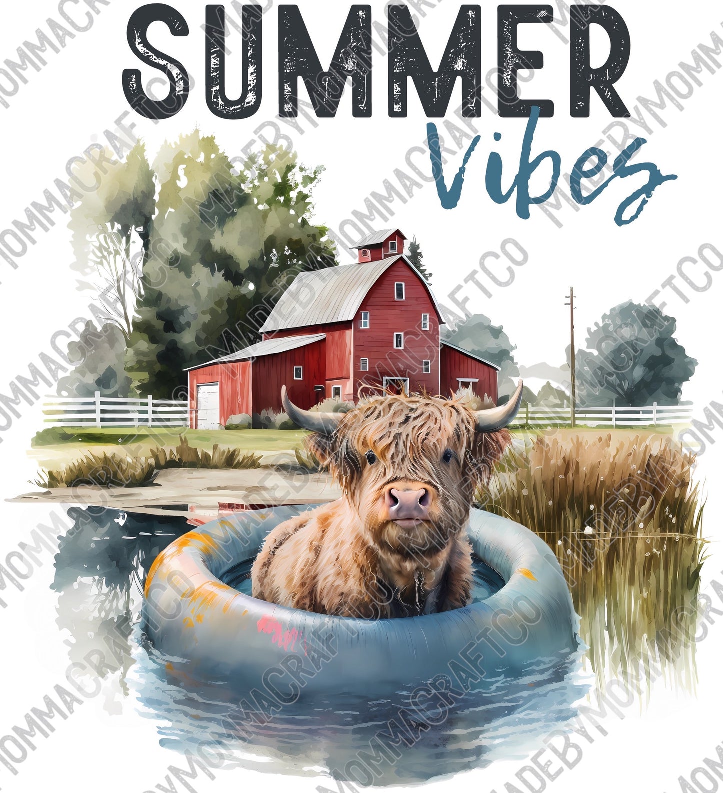 Summer Vibes Highland Cow - Cheat Clear Waterslide™ or White Cast Sticker