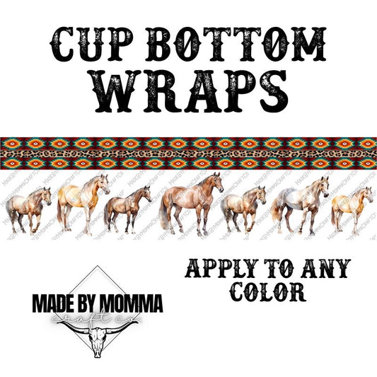 Aztec Horses Cup Border Wrap || Cheat Clear Waterslide™ or Cheat Clear Sticker