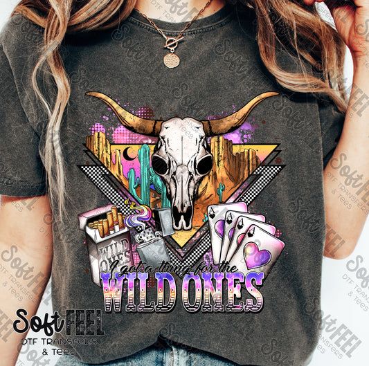 Wild Ones Skull Western Country Music - Direct To Film Transfer / DTF - Heat Press Clothing Transfer