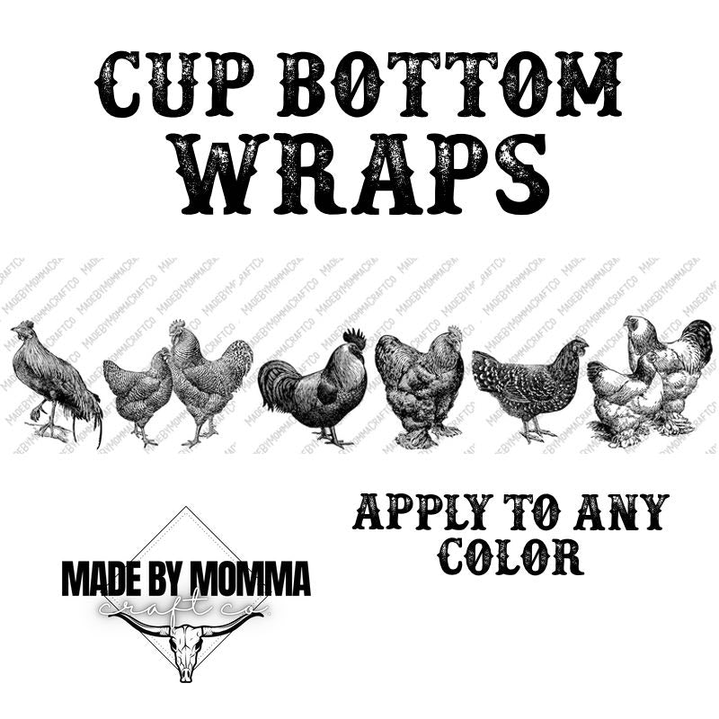 Vintage Chickens Cup Border Wrap || Cheat Clear Waterslide™ or Cheat Clear Sticker