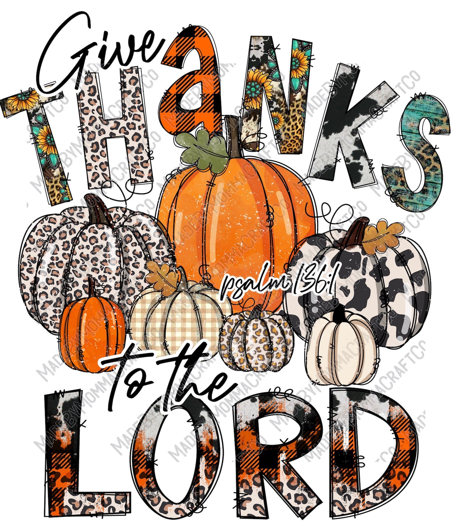 Give Thanks to the Lord Thanksgiving Fall -Cheat Clear Waterslide™ or White Cast Sticker